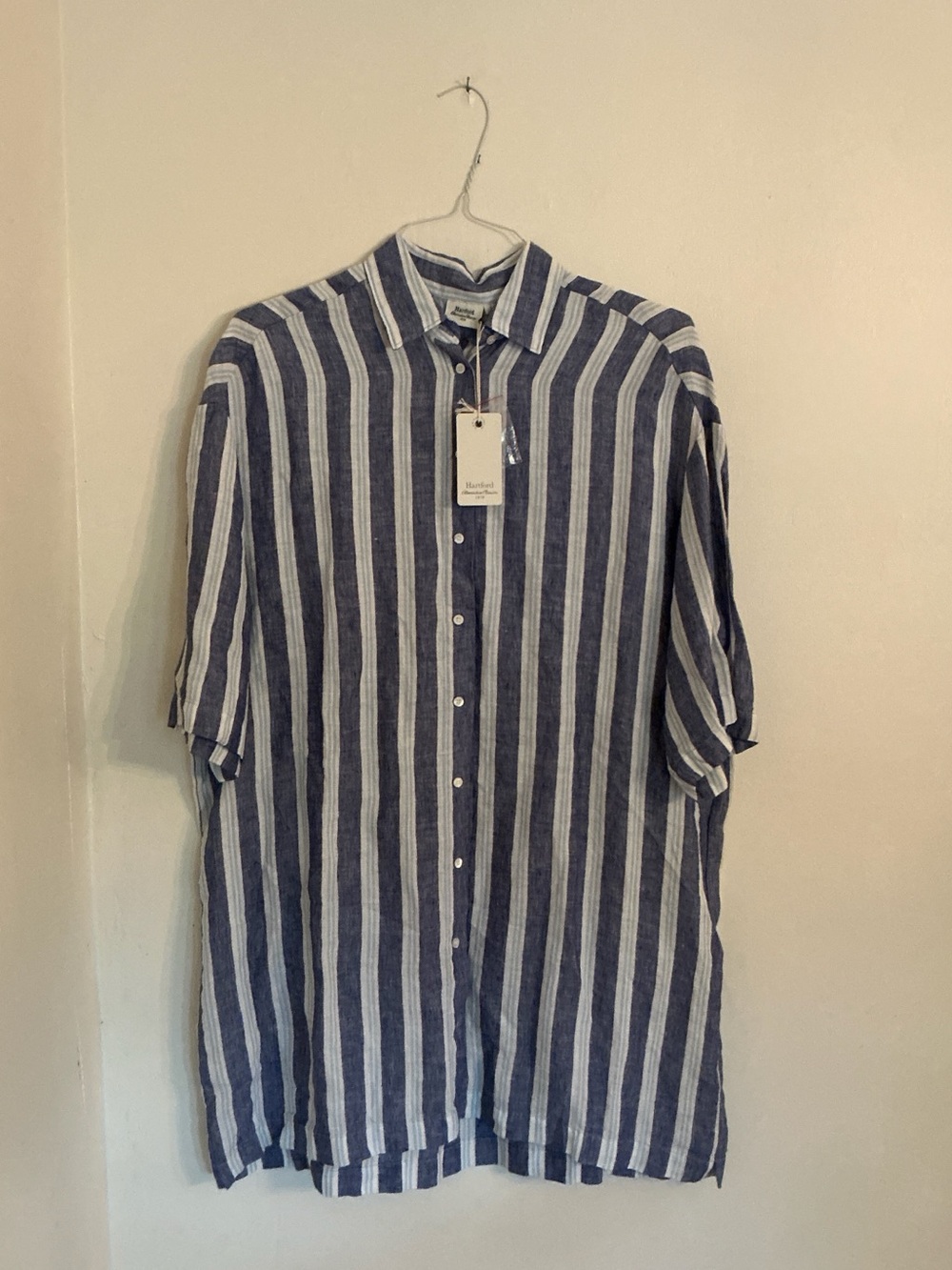 NWT Hartford  Blue & White linen Button-Up Dress